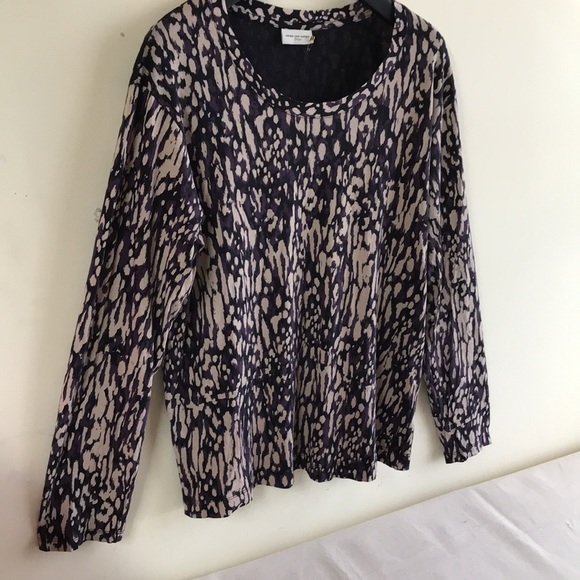 Dries Van Noten long sleeve shirt size Large Purple cream black abstract pattern - Picture 5 of 11